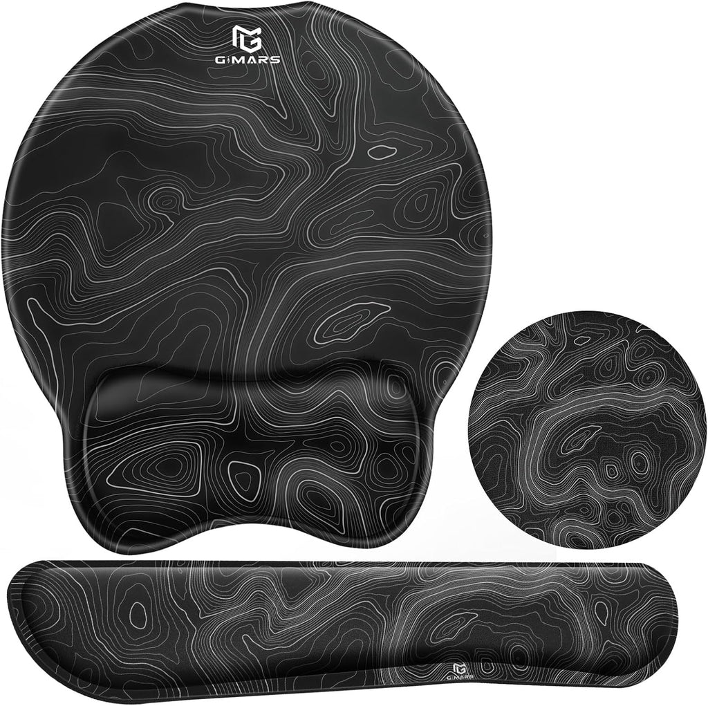 Gimars Upgrade 3 in 1 Enlarge Superfine Smooth Gel Ergonomic Mouse Pad Wrist Support and Keyboard Wrist Rest for Computer, Laptop, Mac, Gaming and Office, Durable, Comfortable and Pain Relief, Map
