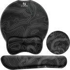 Gimars Upgrade 3 in 1 Enlarge Superfine Smooth Gel Ergonomic Mouse Pad Wrist Support and Keyboard Wrist Rest for Computer, Laptop, Mac, Gaming and Office, Durable, Comfortable and Pain Relief, Map