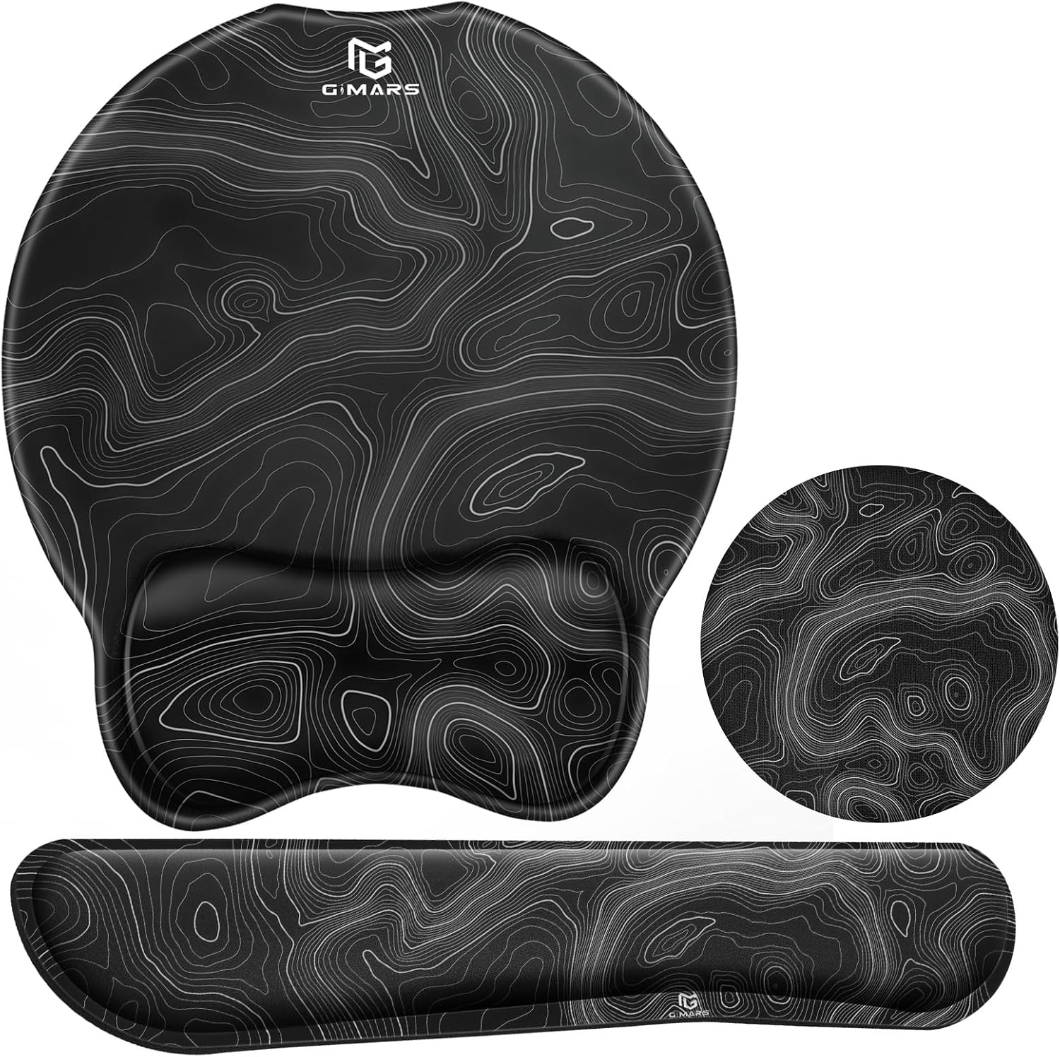 Gimars Upgrade 3 in 1 Enlarge Superfine Smooth Gel Ergonomic Mouse Pad Wrist Support and Keyboard Wrist Rest for Computer, Laptop, Mac, Gaming and Office, Durable, Comfortable and Pain Relief, Map