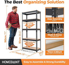HOMEDANT 28" W 5 Tier Heavy Duty Garage Shelving Adjustable Metal Rack Storage - Image 2