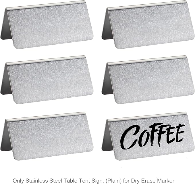 New Star Foodservice Stainless Steel Table Tent Sign, 3-Inch by 1-1/2-Inch) - Image 2