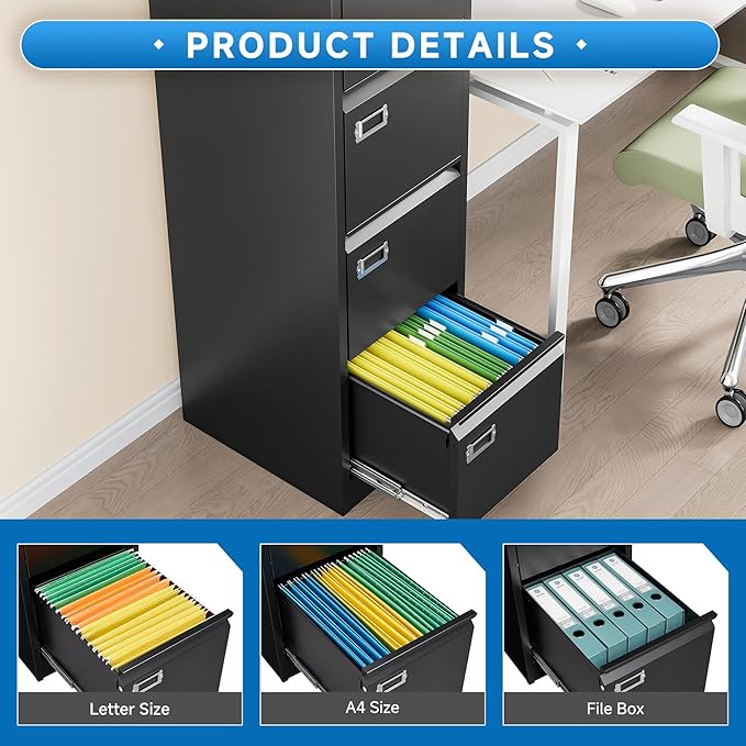 BYNSOE 4 Drawer File Cabinet - Image 5