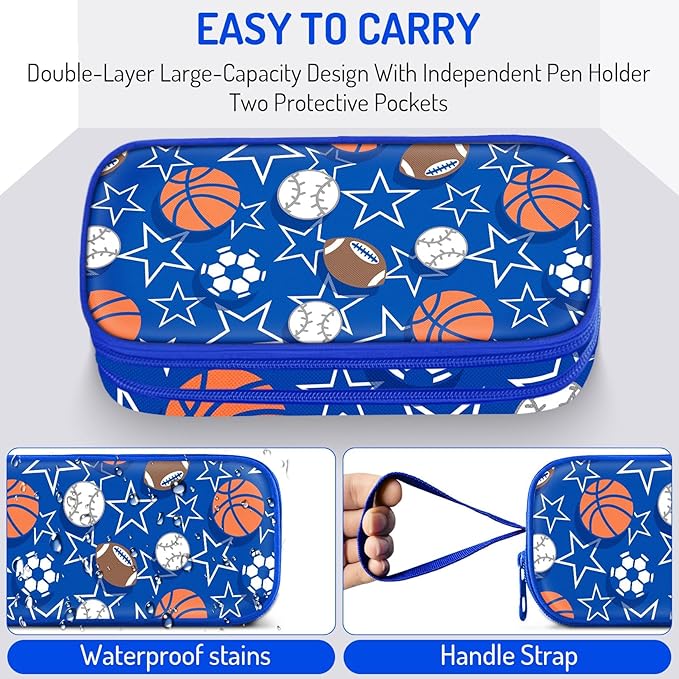 Fitvc Large Pencil Case for Boys, Sports Boys Pencil Pouch for Kids Teens School - Image 3