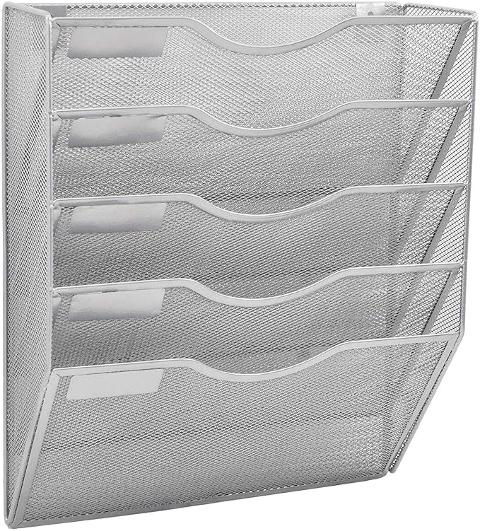 EASEPRES 5 Pocket Mesh Hanging Wall File Organizer, Wall Mounted Mail Paper by EASEPRES