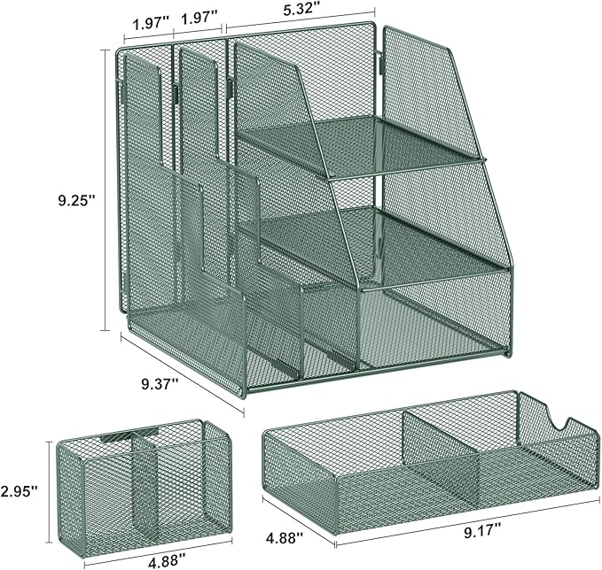 Marbrasse Desk Organizer and Accessories, 3-Tier File Organizer - Image 2