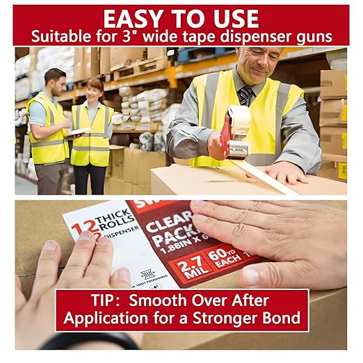 SWRT 2.7Mil Thick Ultra Clear Packing Tape, 24 Rolls Heavy Duty Packaging Tape - Image 6