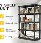 72”h plastic garage storage shelves,5-tier heavy duty plastic on a desk or shelf