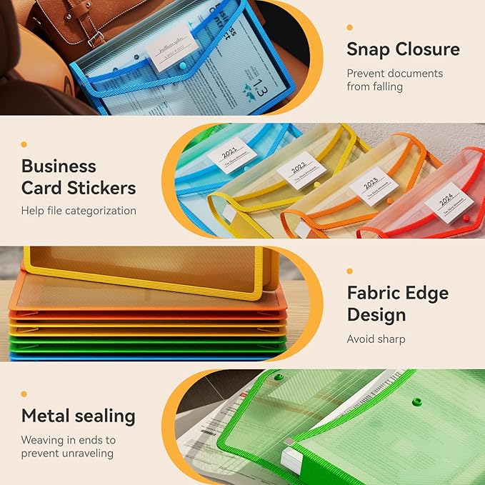 ABC life 6 Pack Plastic Expanding File Folder, Folders - Image 4