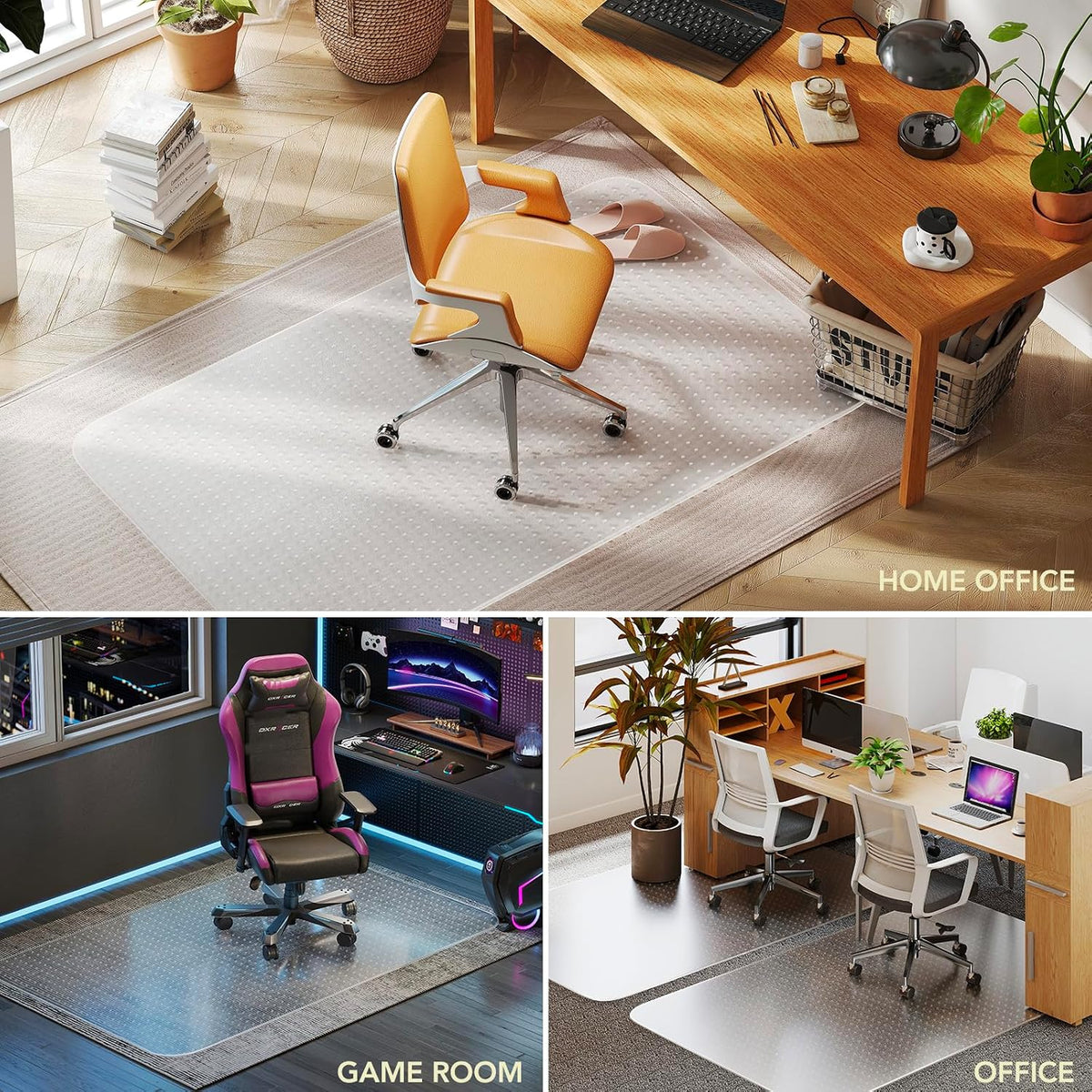 Office Chair Mat for Low Pile Carpet, 46" x 72" Clear Plastic