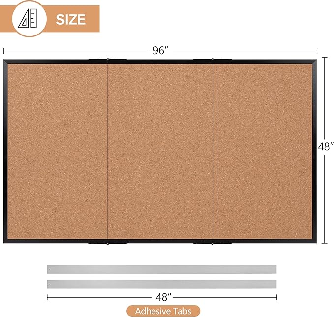 Board2by Extra Large Cork Bulletin Board 96" X 48", Foldable Notice Pin Board - Image 3