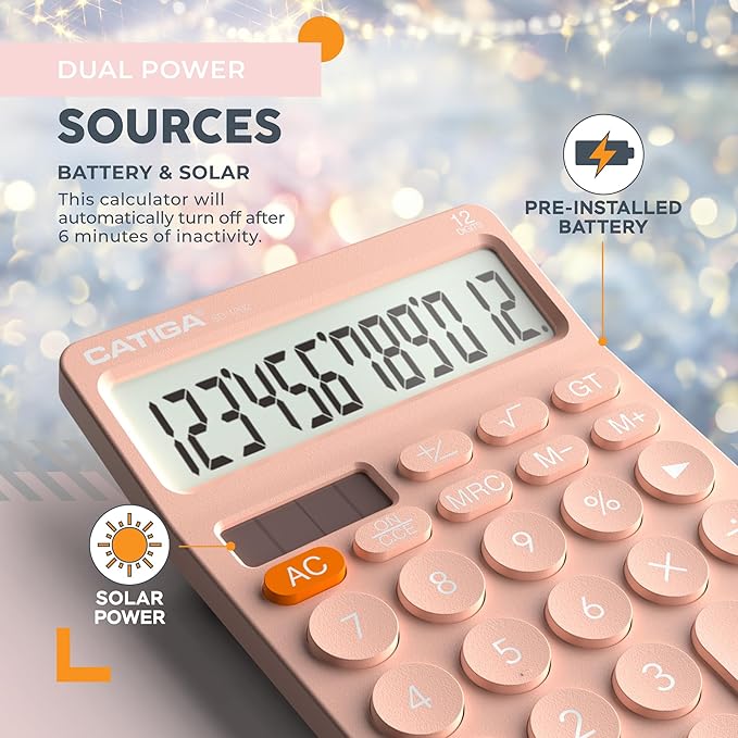 CATIGA 12 Digit Desktop Calculator Basic Desk Calculator - Image 5