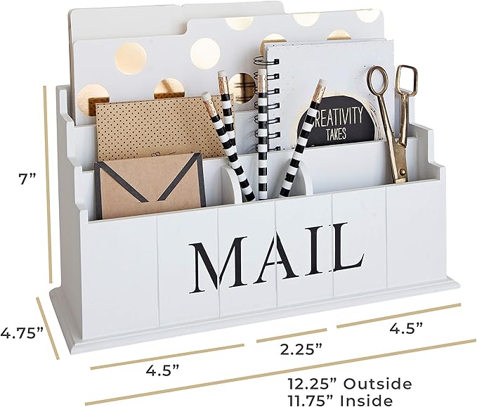 BLU MONACO | White Wooden Mail Organizer - Image 6