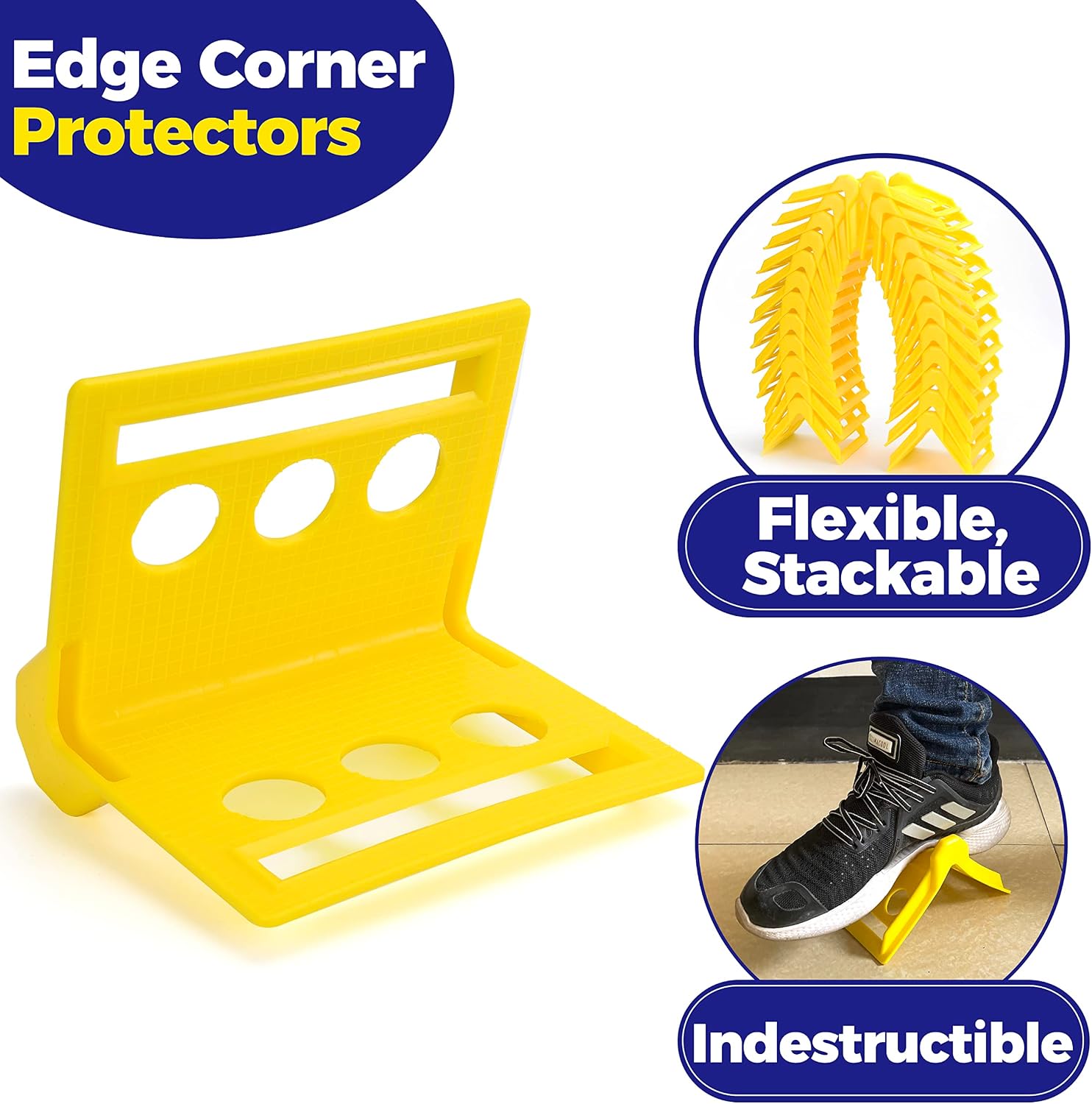 24 Pack Edge Corner Protector With Carrying Case for Flatbed Cargo Load Truck Shipping - 4'' x 6'' Winch Ratchet Straps Plastic Protectors Yellow