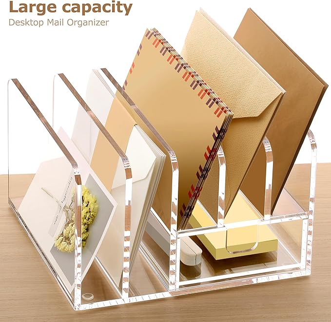 SANRUI Acrylic Mail Sorter Desktop Organizer Holder - Image 6