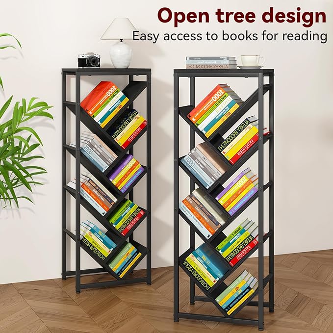 IBUYKE 9 Tier Tree Bookshelf, Floor Standing Wood Bookshelf - Image 8