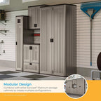 suncast mega tall storage cabinet for garage organization, package contents