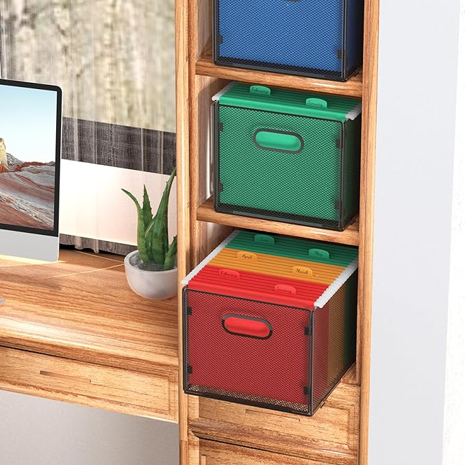 samstar 2 Pack Hanging File Organizer, Mesh File Folder Box Filing Box File - Image 2