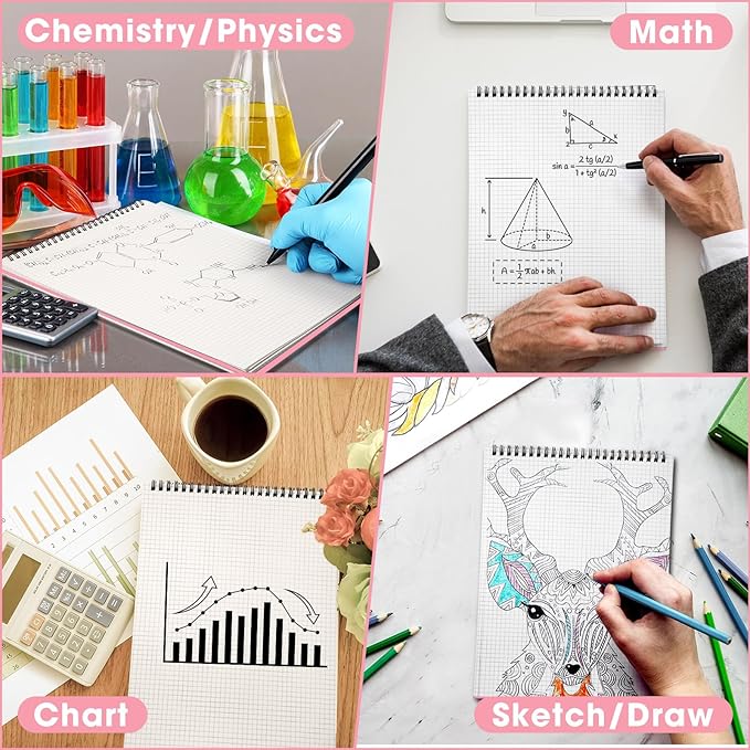 Engrowtic 1 Pack Top Spiral Graph Paper Notebooks 8.7 X11.4 Inch A4 Grid Paper - Image 3