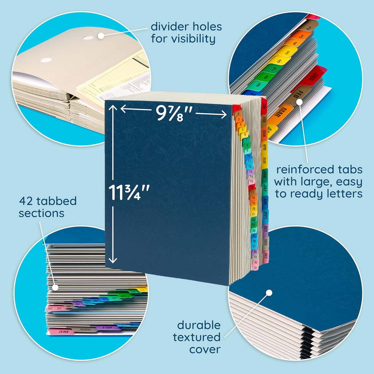 Blue Summit Supplies Desk File Sorter, Letter, 1-31 & Jan-Dec Tabs, Blue