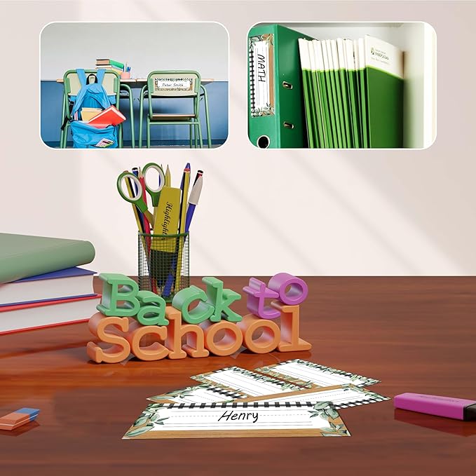 Name Tags for Classroom Cubbies, 30 Greenery Name Plates for Desks, Back to - Image 4