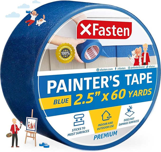XFasten Professional Blue Painters Tape 2.5-Inches x 60-Yards Blue Painters by XFasten