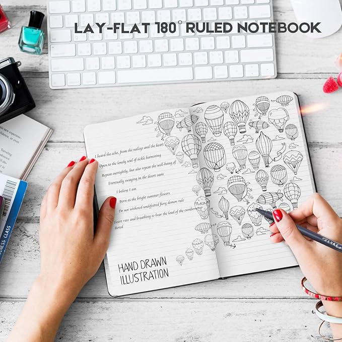 Huhuhero 10 Pack Lined Journal Notebook, 120Gsm College Ruled Thick Paper - Image 3