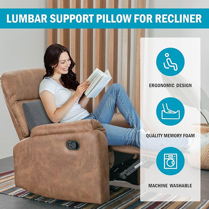 HOMBYS Lumbar Support Pillow for Recliner Chair, Memory Foam Back Support - Image 3