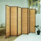 Loomveil 6 Panel Room Divider Folding Privacy Screen, 67 inch Bamboo Panel - Image 5