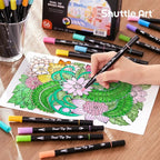 Shuttle Art Pastel Brush Pens, 56 Pastel Colouring Pens, Dual Tip Brush Markers - Image 6