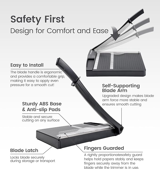 Paper Cutter, Paper Trimmer12" Cutting Length Heavy Duty Guillotine Paper Slicer - Image 5