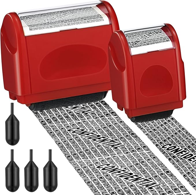Nezyo 2 Pack Identity Protection Roller Stamp Identity Theft, Confidential by Nezyo
