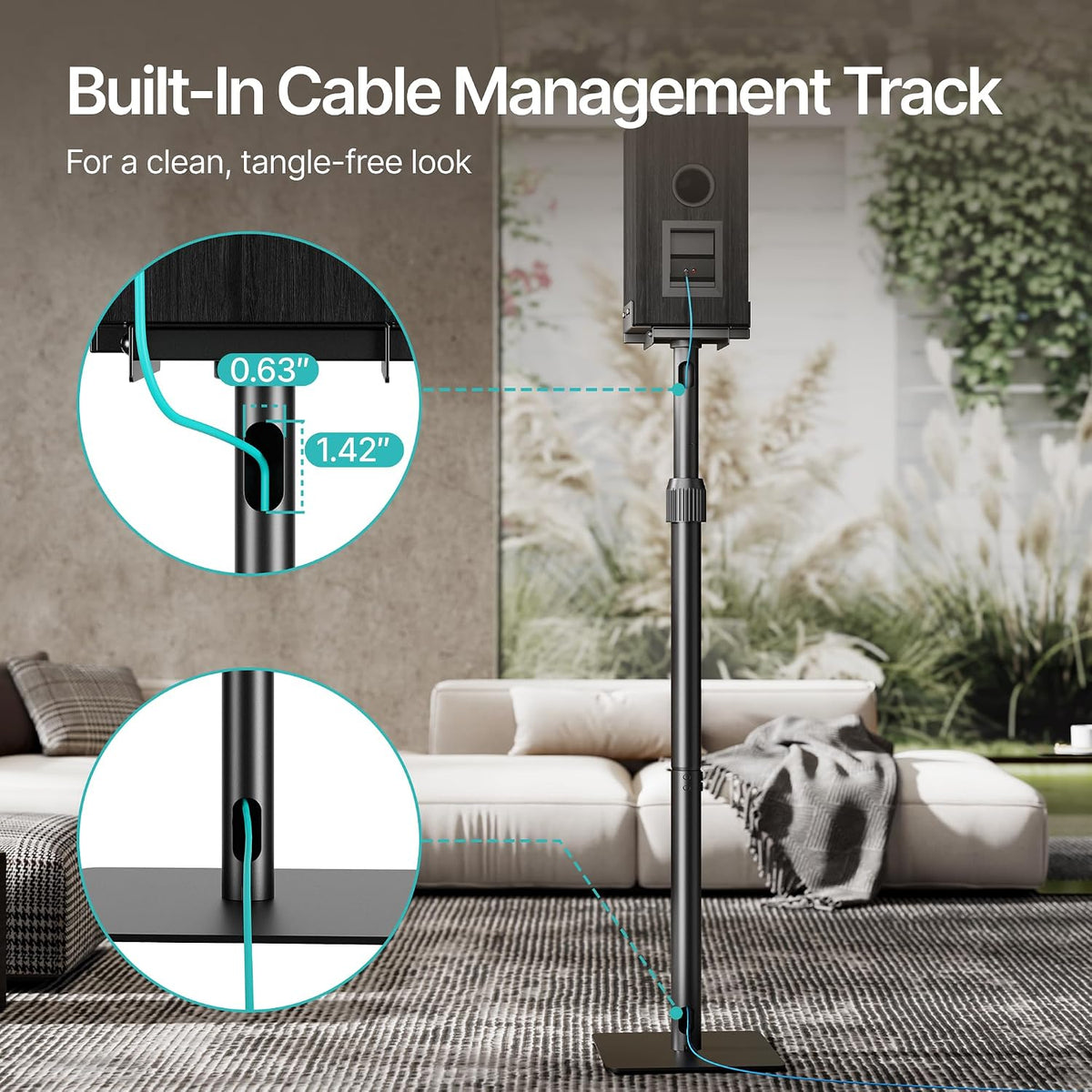 Pegzone Height-Adjustable Speaker Stands Pair, Black