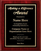 Personalized Award Plaque for Employee Apprecication and Recognition - Making a Difference Award - Choose Your Style and Size (10.5x13 Rose Piano Wood)