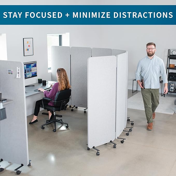 VIVO Freestanding 72 x 66 inch Privacy Panel, Mobile Cubicle Divider, x3 24 - Image 5