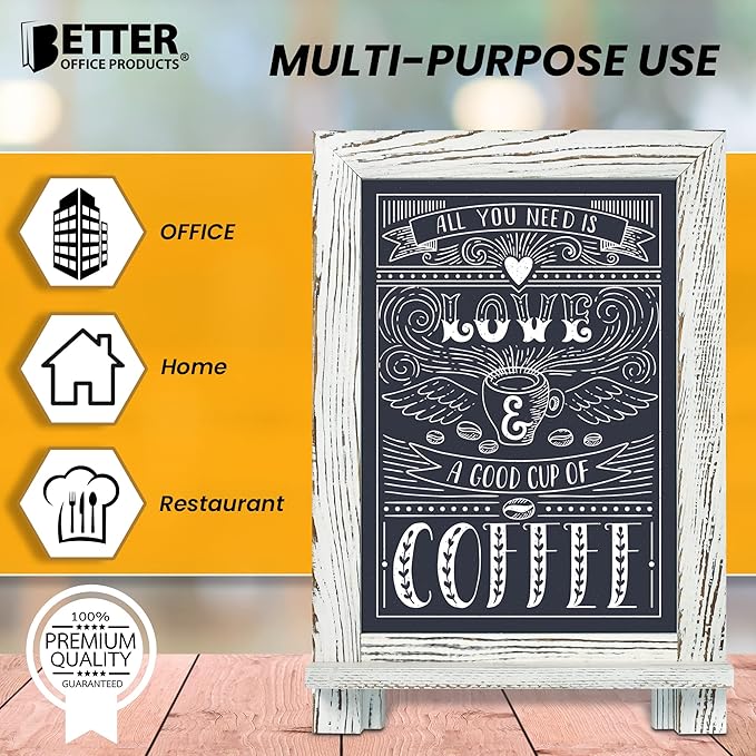 Better Office Products Framed Tabletop Chalkboard Sign, 9.5" x 14", Rustic Wood - Image 8