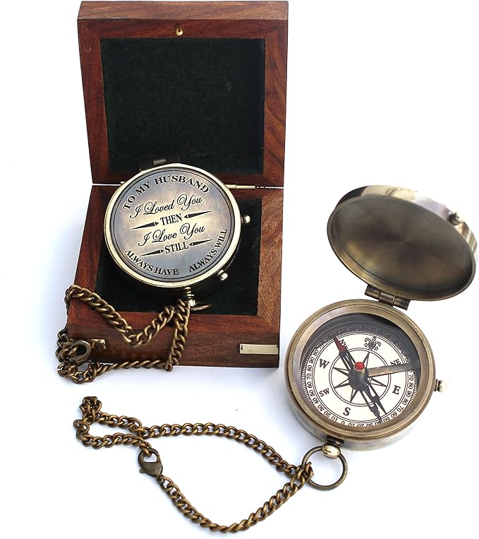 to My Husband I Loved You, Camping Compass Engraved - Image 2