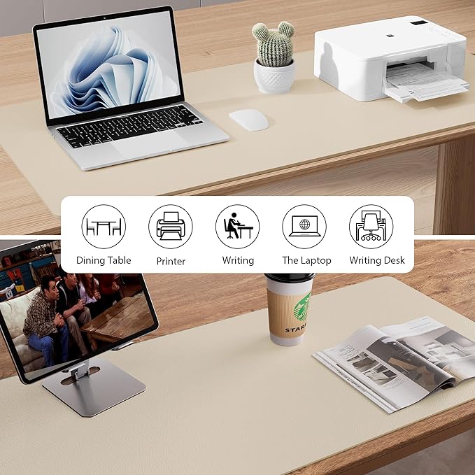 Aothia Leather Desk Pad Protector, Mouse Pad, Office Desk Mat, Non-Slip PU - Image 5