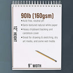 U.S. Art Supply 9”x12 Premium Heavy-Weight Paper Spiral Bound Sketch Book: 90 - Image 3