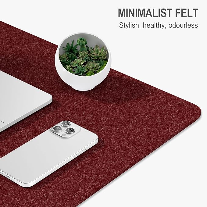 Auhoahsil Felt Desk Mat, Minimalist Large Mouse Pad XL 31.5 x 11.8 in, Desk Matt - Image 3