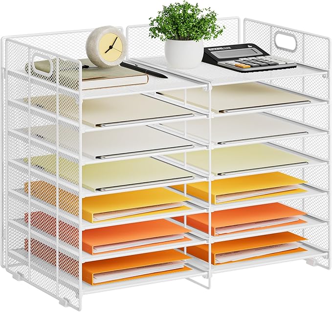Marbrasse Desktop Literature Organizer, 12 Compartments Mesh Paper Organizer by Marbrasse