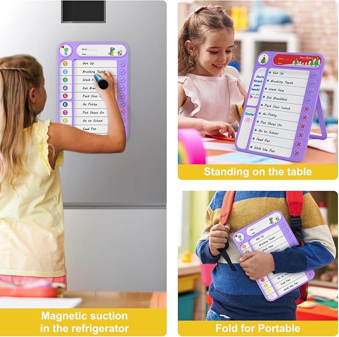 2-Pack Magnetic Chore Chart for Kids, ADHD Task Tracker Easy-Check Routine Dry - Image 5