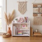 cute desk organizer, back to school accessories white, close-up detail
