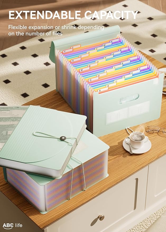 ABC life 26-Pocket Accordion File Organizer, Expanding File Folder, Letter/A4 - Image 3