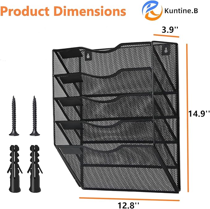 Kuntine.B Wall File Organizer Office Hanging Magazine Holder Wall File Organizer - Image 2