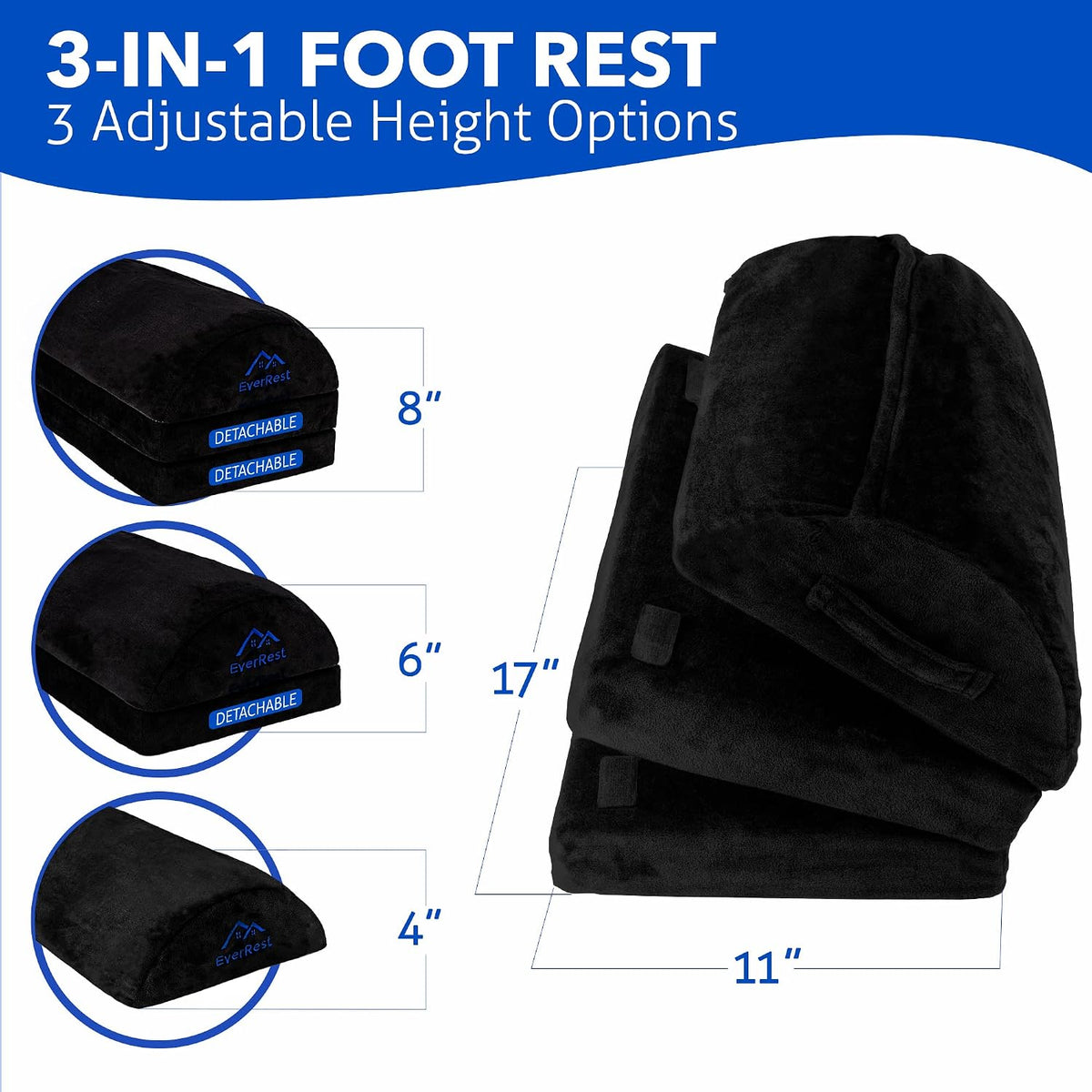 EverRest Under Desk Footrest for Office Use - Warmer Feet, 3 Adjustable Heigh...