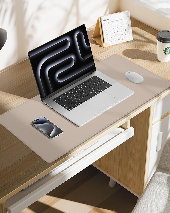 Leather Desk Pad Protector, Mouse Pad, Office Desk Mat, Non-Slip PU Leather - Image 7