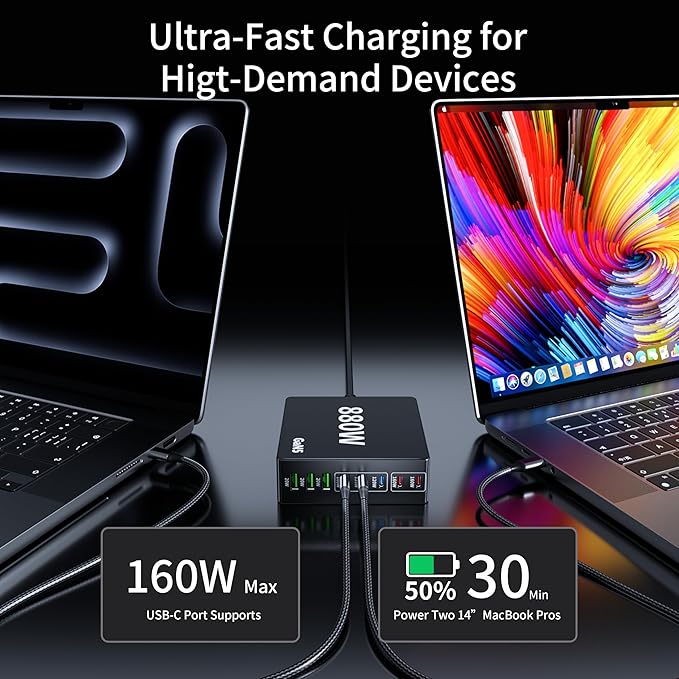 880W USB C Charger Block Charging Station 8 Port Fast Chager 140W PD PPS AVS - Image 5