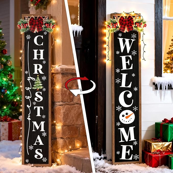 Double-sided Merry Christmas Wooden Sign Stand - Image 4