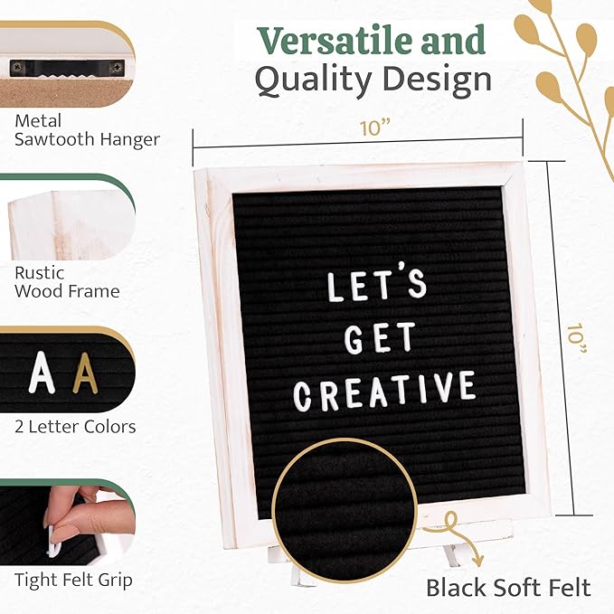 Felt Letter Board with Stand, 10x10 inch Changeable Letterboard and Message - Image 2