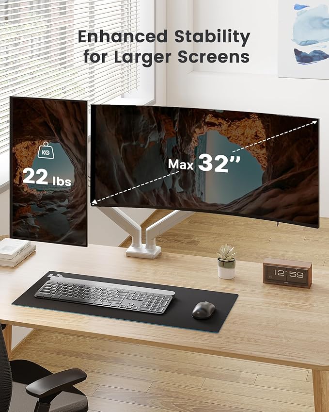 ErGear Dual Monitor Stand up to 32 inches Screen, Load-Bearing Max 22 lbs Each - Image 2
